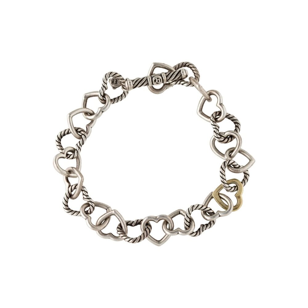 David Yurman Silver and Gold Heart Link Bracelet